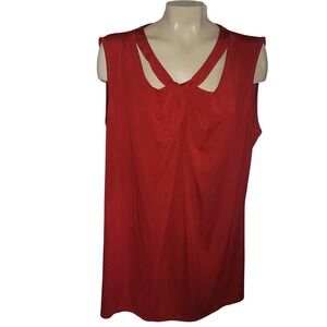 LILY BY FIRMIANA Red Sleeveless Twisted Neck Draped‎ Blouse Top Plus Size 3XL